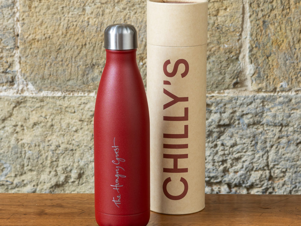 Hungry Guest Chilly's Water Bottle in red