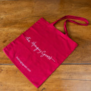 Hungry Guest canvas tote bag in red